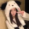 Winter New Cartoon Cute Plush Hat Female Thickened Warm Ears Will Move Puppy Big Head Circumference Plush Hat