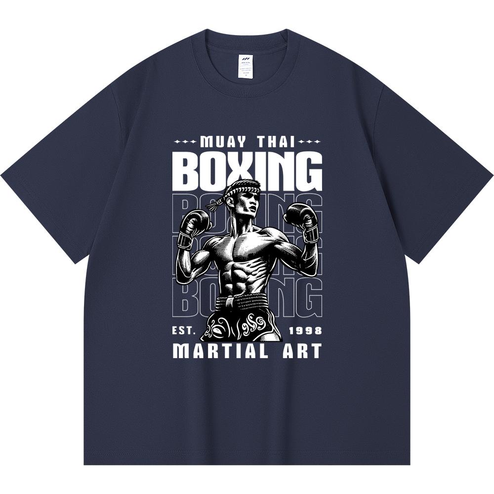 Футболка из 100% хлопка плотностью 230 г/м2 с принтом тайского бокса, забавная футболка из чесаного хлопка в стиле Харадзюку