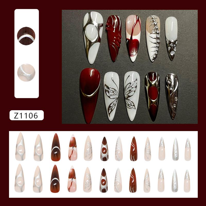 Cold Metal Butterfly Wings Irregular Stripes Removable Nail Art 24 Pieces