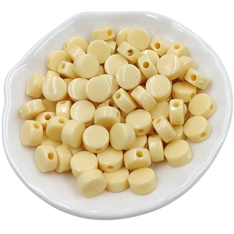 8/10mm Cream Flat Beads Jewelry Accessories Fashion 100Pcs Bracelet Necklace Making Macaron Color System DIY Round