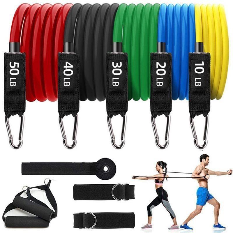 11pcs Resistance Bands Set Bodybuilding Exercise Equipment Fitness Elastic Rope Strength Training Tensioner Workout Expander