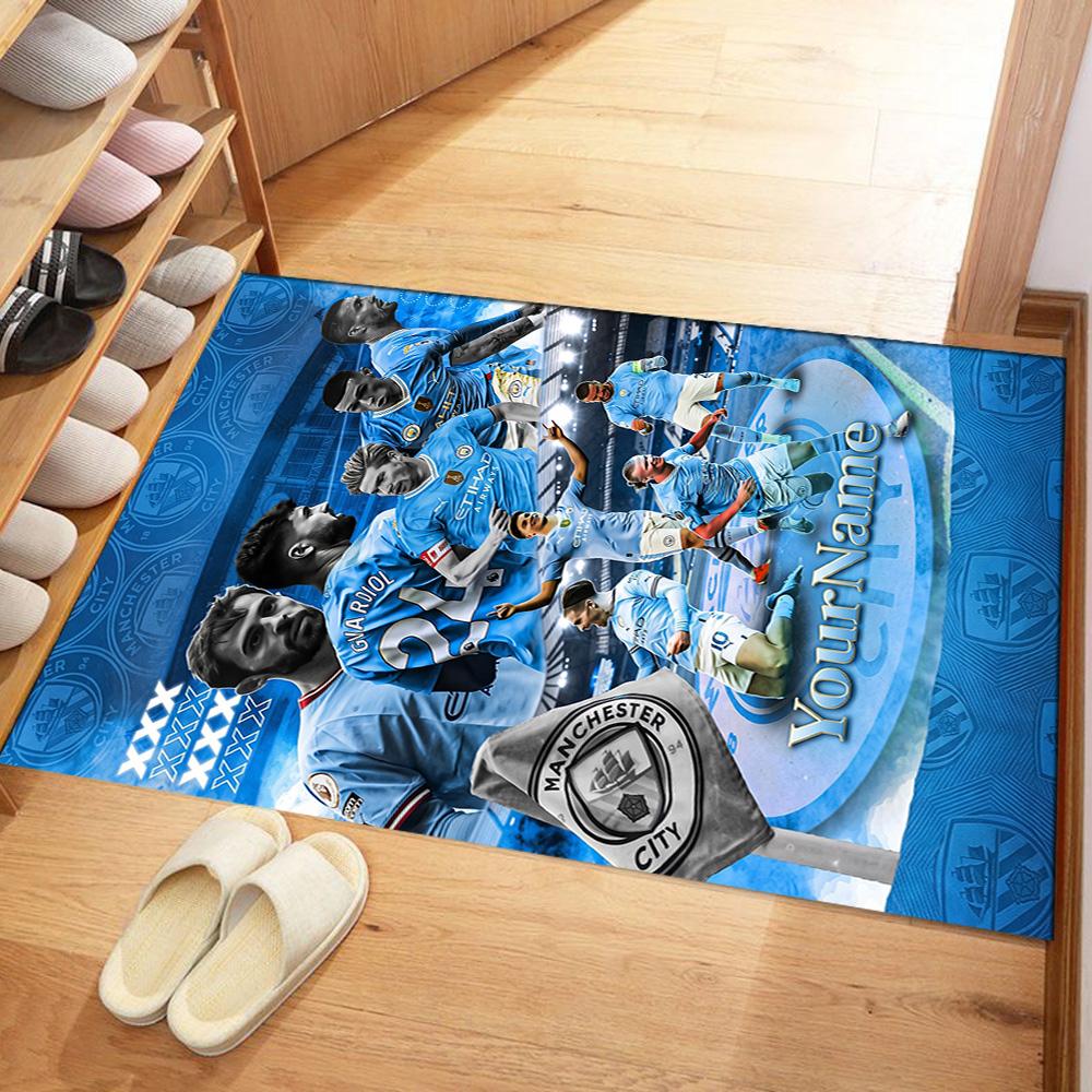 Manchester City Customizable Name Carpet Design for Dining Room Bedrooms Hallway Outdoor Anti-slip Rug Anime Office Decor Wedding Party Gift