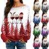 Womens  Fall Sweaters Long Sleeve Print Tops Pullover Sweaters Loose Dressy Casual Basic Clothes