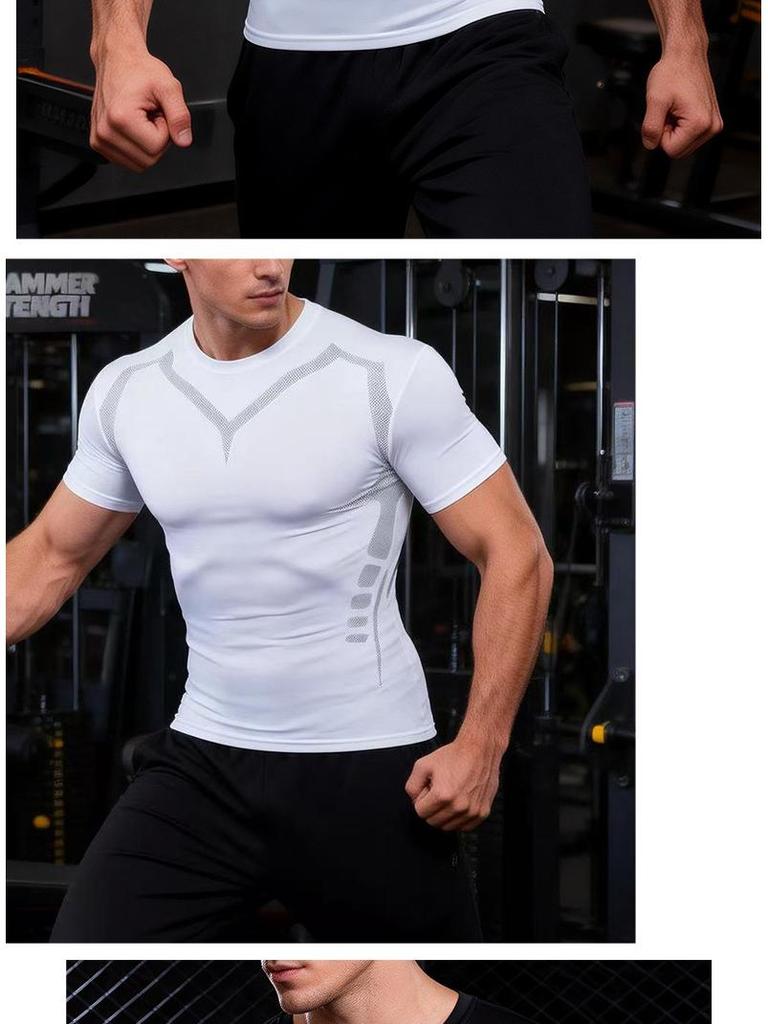 Мужская спортивная футболка с компрессией и быстрой сушкой для фитнеса, бега, баскетбола и футбола