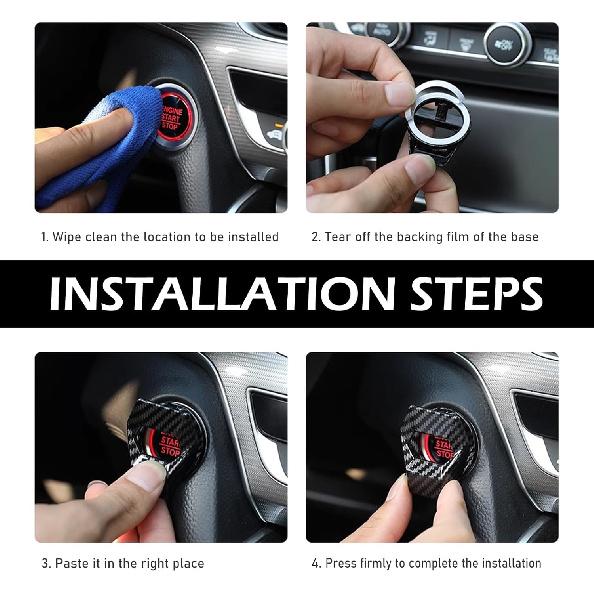 Push Start Button Cover, Zinc Alloy Car Engine Start Stop Button Cover Protector, Motorcycle Ignition Key Switch Cover, DIY Car Interior Decor,