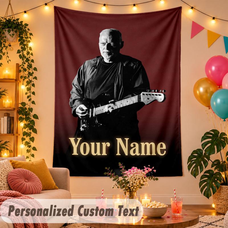 David Gilmour Personalized Wall Tapestry Custom Name Text Polyester Hanging Decor Home Room