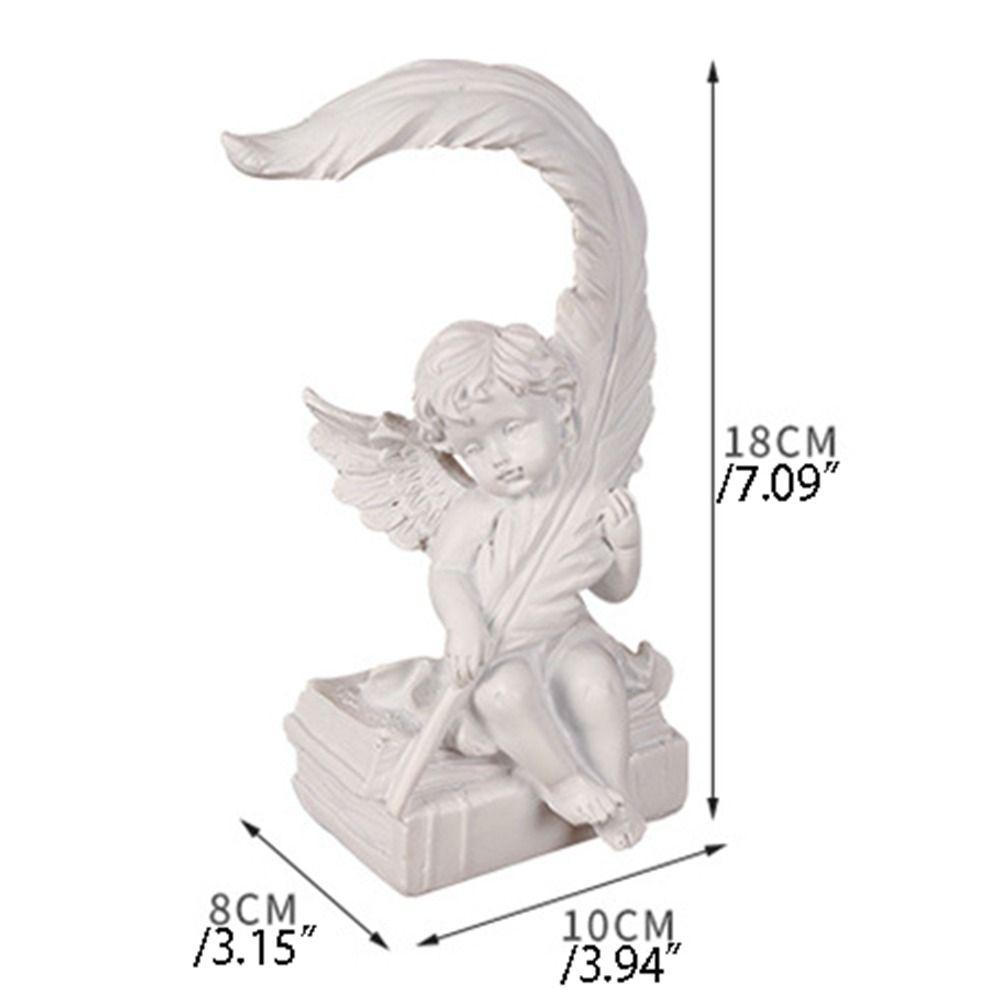 Charming Feather Angel Ornaments Handcrafted Decorative Resin Angel Statue Non-slip Base Praying Angel Figurine Living Room