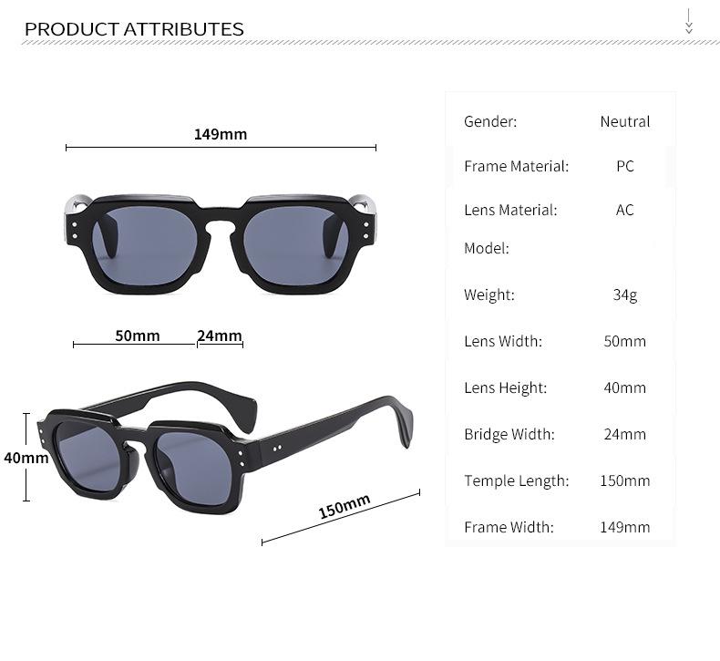 Квадратные винтажные солнцезащитные очки для мужчин и женщин, дизайнерские брендовые солнцезащитные очки с заклепками, модные дорожные очки для улицы