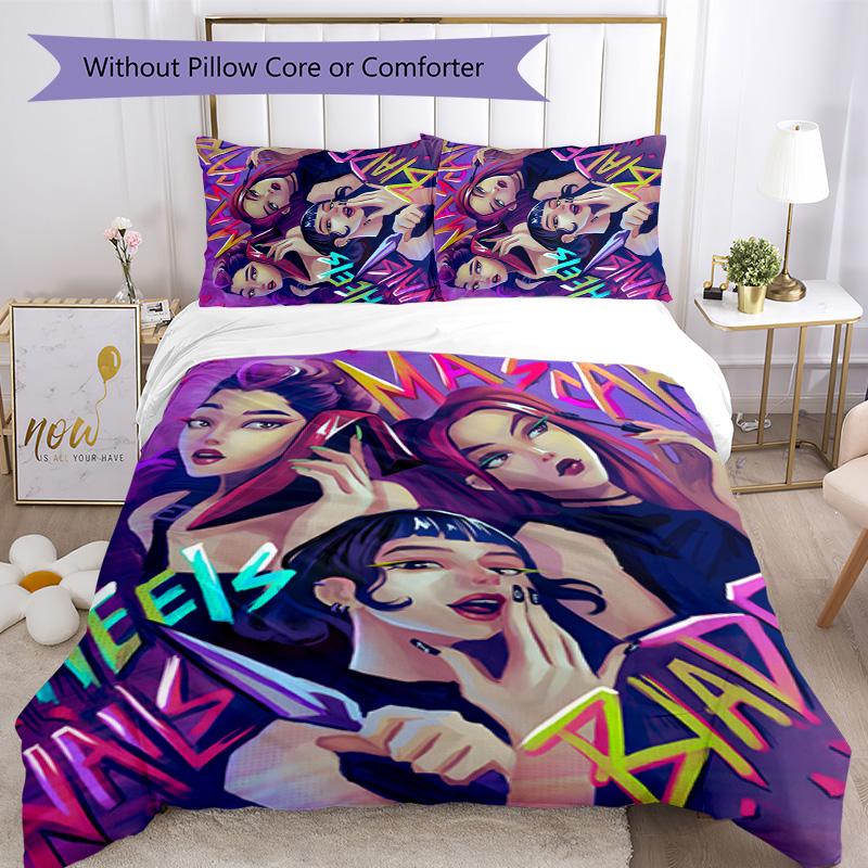 KPOP Hunter 3pcs Bedding Set Duvet Cover Closure Includes 1 Duvet Cover & 2 Pillowcases for All Seasons Bedroom Home Dorm Decor