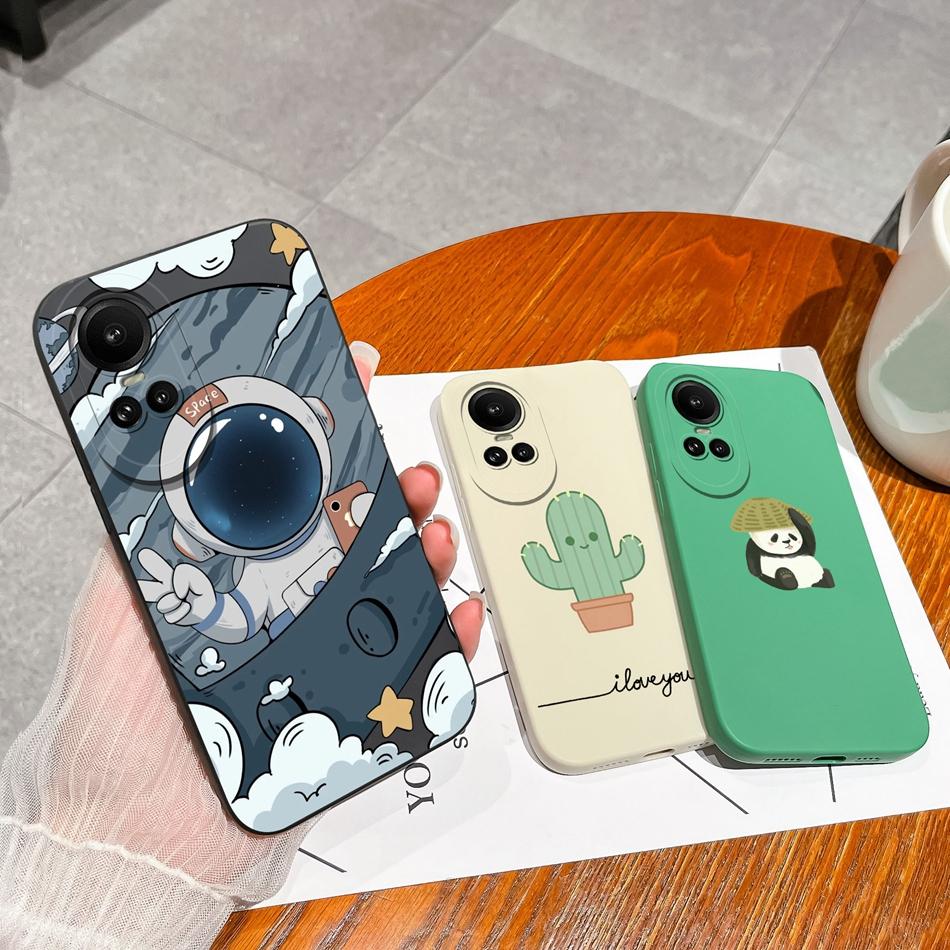 Cases For Oppo Reno 10 Pro 5G Flower Soft Smooth Liquid Silicone Lens Shockproof Back Cover For Oppo Reno10 Pro Coque Bumper