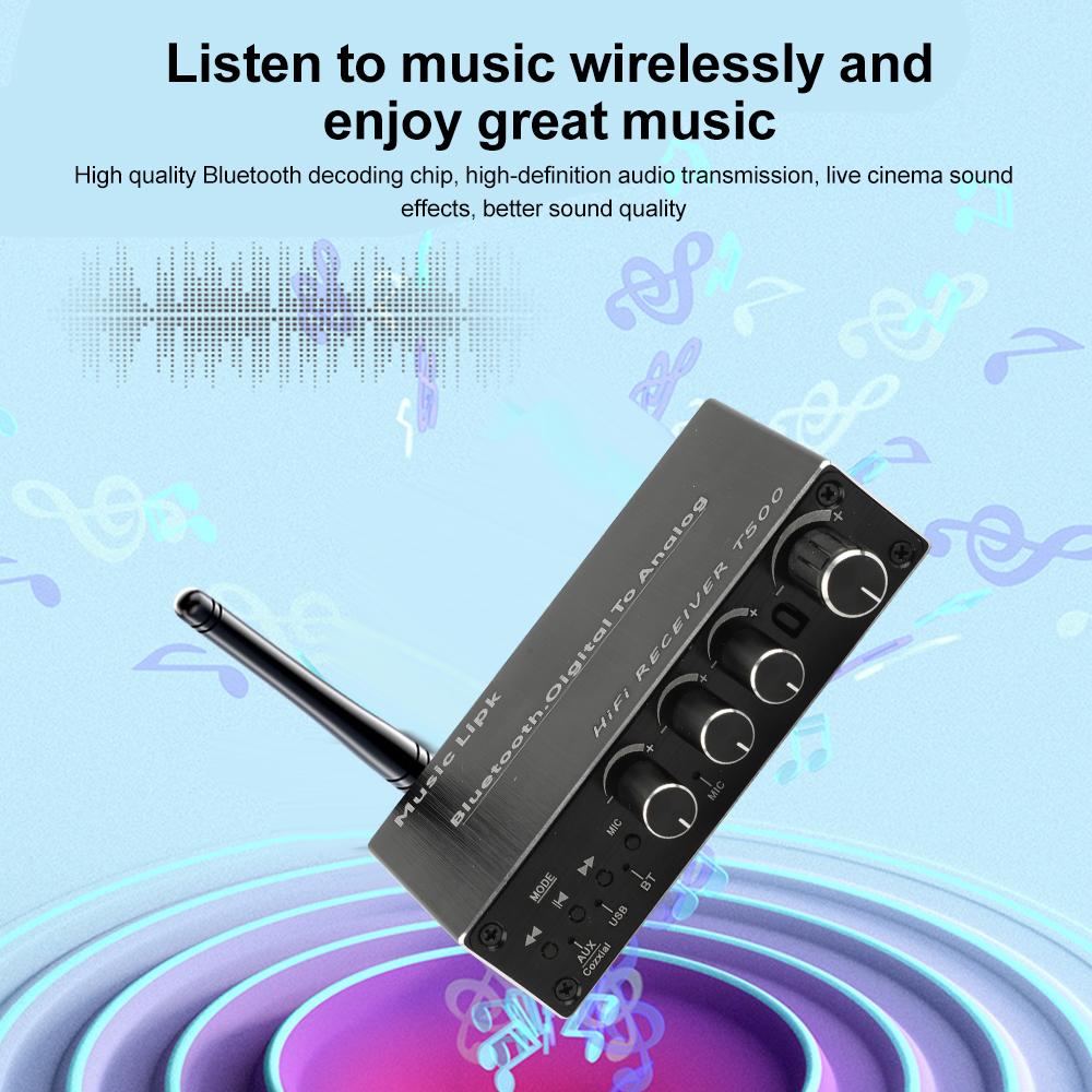 Bluetooth 5.4 Аудиоприемник 3D Стерео Коаксиальный ЦАП Конвертер USB U-Диск Воспроизведение 6.5мм Микрофон Караоке Беспроводной Адаптер Для Автомобильной Колонки