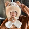 Panda Capybara Hat Scarf Set 3 In 1 Cartoon Plush Hat Earmuff Scarf Hat Glove for Women  Lady