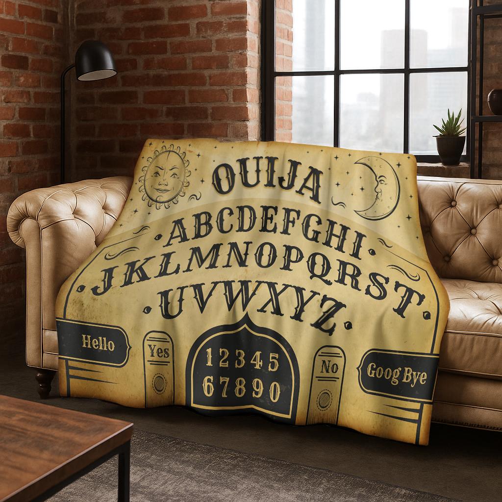 Cat Ouija Tarot Gothic Witchcraft Board Flannel Blanket Soft Warm Blanket for Bedroom Living Room Bed Travel Camping Picnic Gift