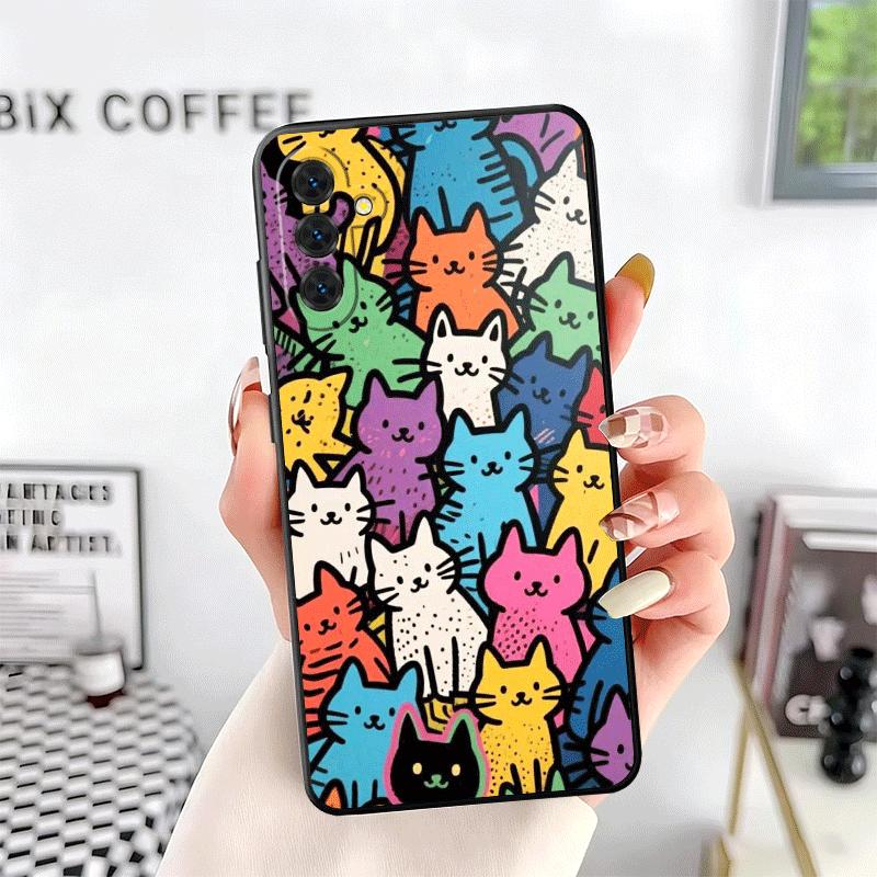 Cartoon Cute Cats Theme Soft Phone Case for Samsung A17 A37 A57 A16 A26 A36 A56 A15 A25 A35 A55 A14 A24 A34 A54 A13 A23 A33 A53