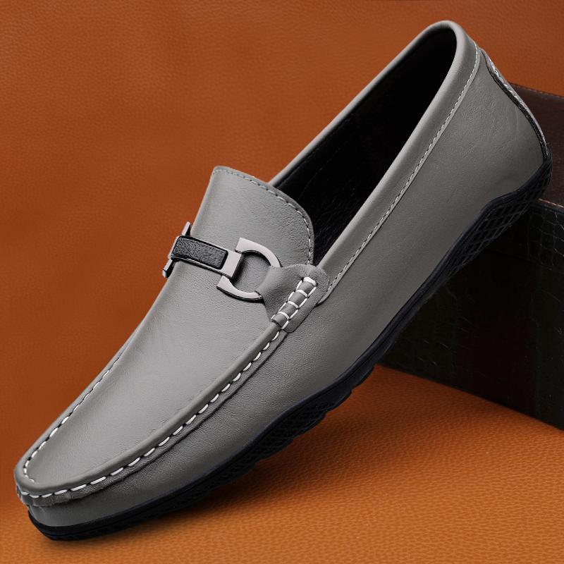 Fashion 2025 Luxury Brand Men's Leather Casual Shoes Massage Sole Loafers Minimalist Black Office Business Dress Shoes for Men's