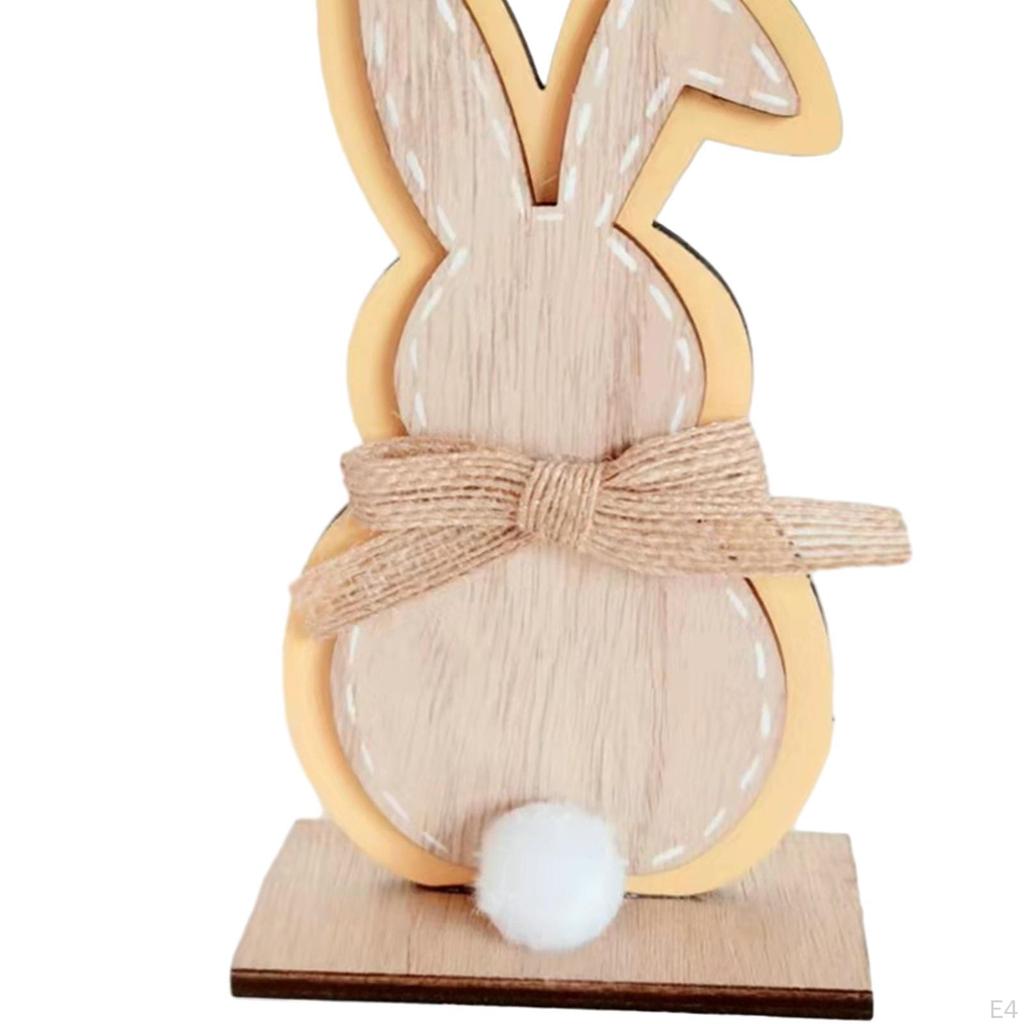 Easter Bunny Decorations Ornament Craft Desk Hallway Party Favors Indoor Rabbit Figurine Wooden