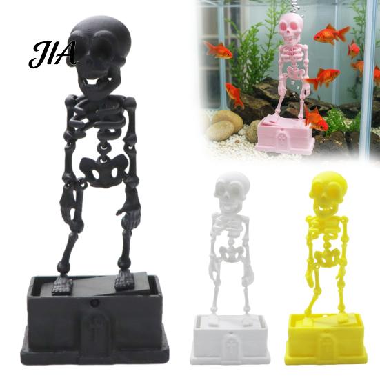 Fish Tank Decoration Dancing Skeleton Aquarium Bubbler, Air Driven Dynamic Ornament, Funny Bubbler Turtle Landscaping with 1m Tube And Suction