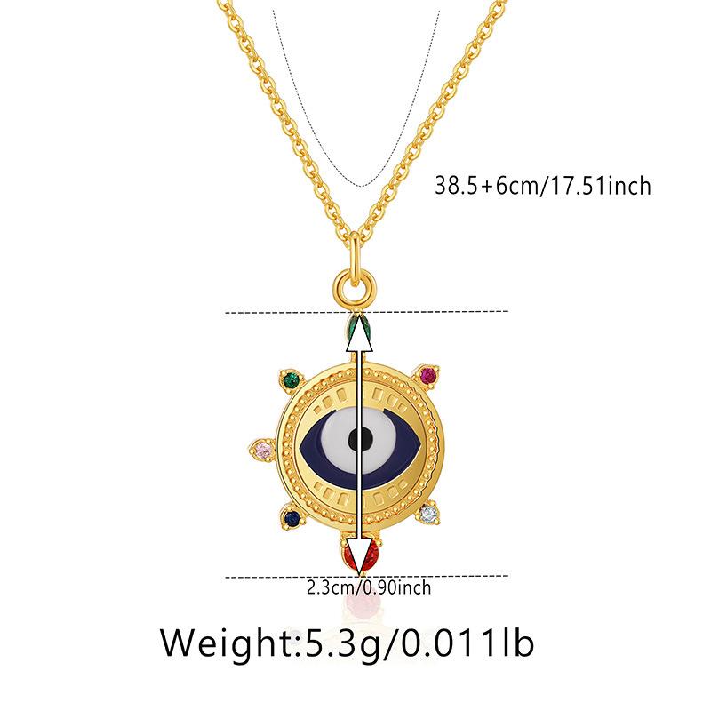 Geometric Round Disc Pendant Evil Eye Design Niche Light Luxury O Chain Clavicle Necklace