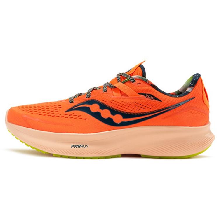SAUCONY Кроссовки Ride 15 Тканевая амортизация Нескользящая износостойкая Легкие Низкие Беговые Мужские Оранжево-красные S20729-45