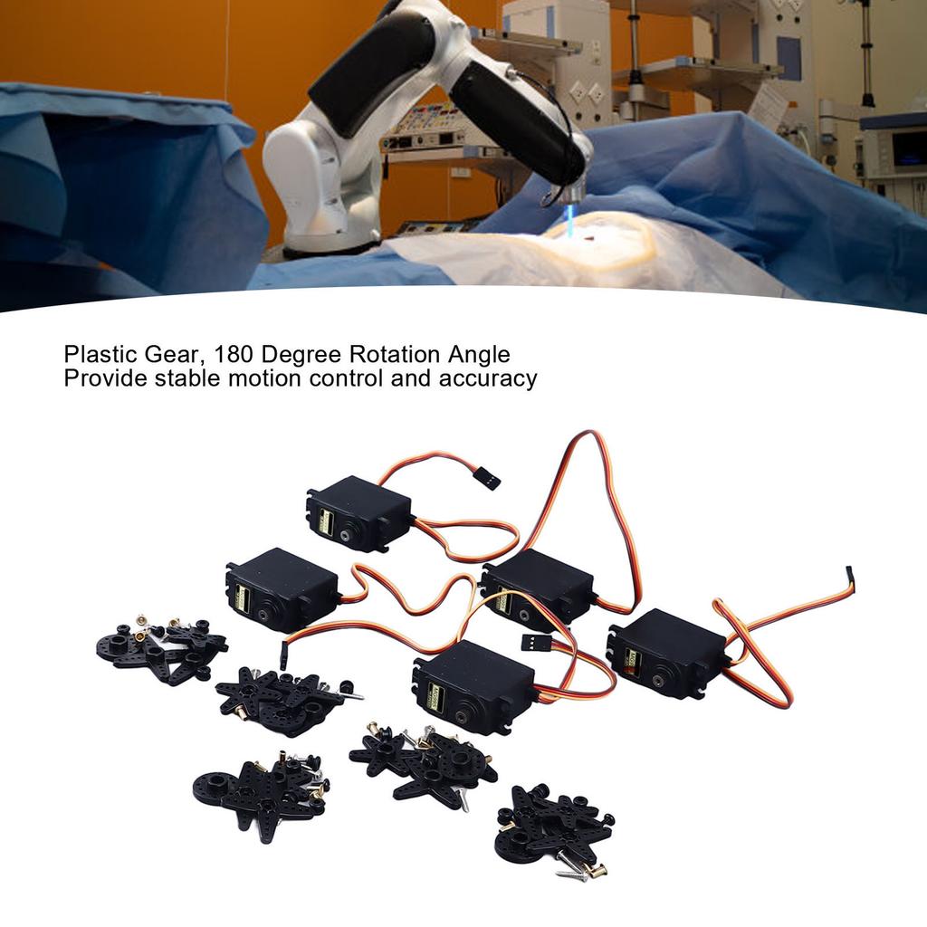 5 Sets 55G Servo Motor and Arms 180 Degree Angle Plastic Gear Analog Servo Motor for Biped Robot RC Car Boat 3‑7.2V