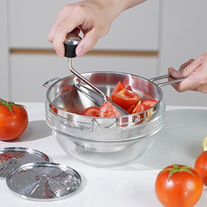 Stainless Steel Manual Food Mill Jam Mashed Potatoes Fruits Vegetables Handheld Kitchen Grinder Tool