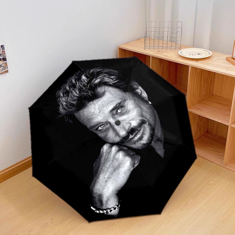 1 шт. Автоматический зонт Johnny Hallyday - Подходящий для путешествий, улицы, портативный зонт, Подарок на день рождения, Ежедневные принадлежности