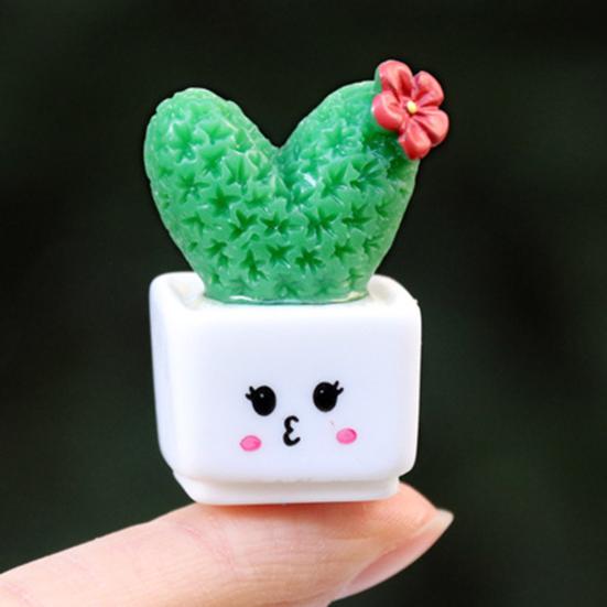 4/8Pcs/Set Mini Potted Cactus Ornament Cartoon Expression Love Shape Cactus Planter Pot