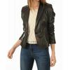 Genuine One-Button Office Formal Women's Handmade Black Blazer Leather Lambskin