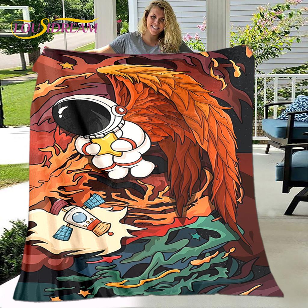 Детское мультяшное одеяло с изображением астронавта из космоса, фланелевое одеяло, мягкое теплое одеяло для гостиной, спальни, дивана, подарок