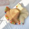 Feminine Flower Straw Fisherman Hat Summer Sun Protection Wide Brim Breathable for Beach Vacation