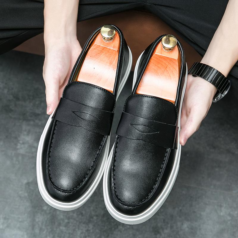 Fashion Men Leather Loafers Shoes Summer Shoes Men's New Fashion Footwear Flat Comfy Leather Driving Shoes Men Casual Soft Sole Sneakers