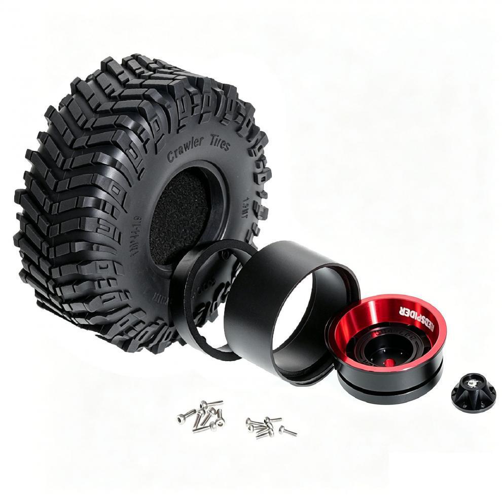 1.9" Off-Road Climbing Tires & Red/Black Wheel Hub for 1/10 RC Cars