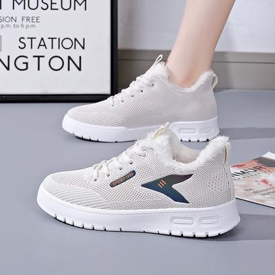 Женские зимние кроссовки для ходьбы на платформе, легкие, нескользящие, со шнуровкой, кроссовки для бега, теплая подкладка из искусственного меха, повседневная, удобная обувь для тренировок для женщин