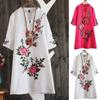 1 шт. Платье с коротким рукавом, свободного кроя, большого размера, летнее, с вышивкой цветов, винтажное, женское, с новым воротником, юбка