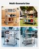 VEVOR Stainless Steel Cart, 3-Tier Rolling Lab Utility Cart with Lockable Wheels, Medical Serving Trolley Clinic Tray