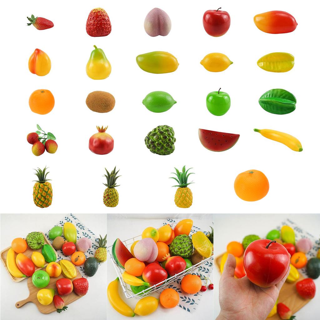 6Pcs Artificial Fruit Fake Fruit Simulation Fruit Photography Props for Kitchen Parties Decorations 24 Kind of Fruit