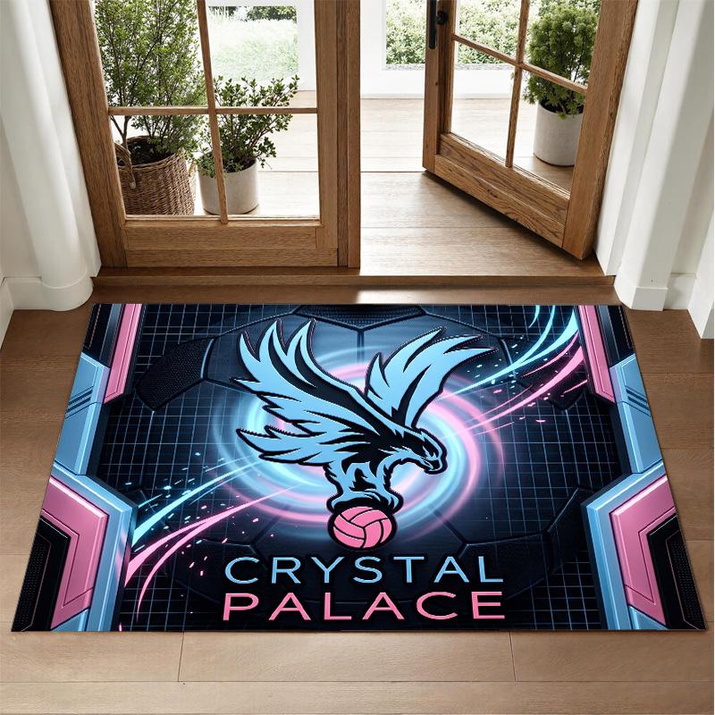 Crystal Palace Football Design Crystal Velvet Rug Soft Decorative Mat for Bedroom Entrance