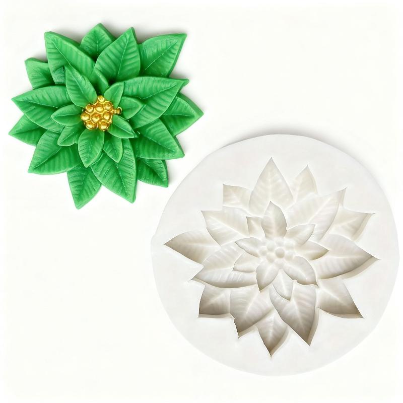 1pc Christmas holly leaves fruit shape silicone mold handmade fondant chocolate cookie cake mold decorative ornament molds