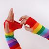 Printing Hand Sleeve Female Arm Warmers Striped Arm Warmers Knitting  Gloves Rainbow Sleeve Cuff