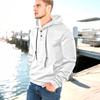Men Hoodie Jacquard Texture Hooded Drawstring Long Sleeve Pullover Tops with Front Pocket Solid Color Spring Autumn Tops