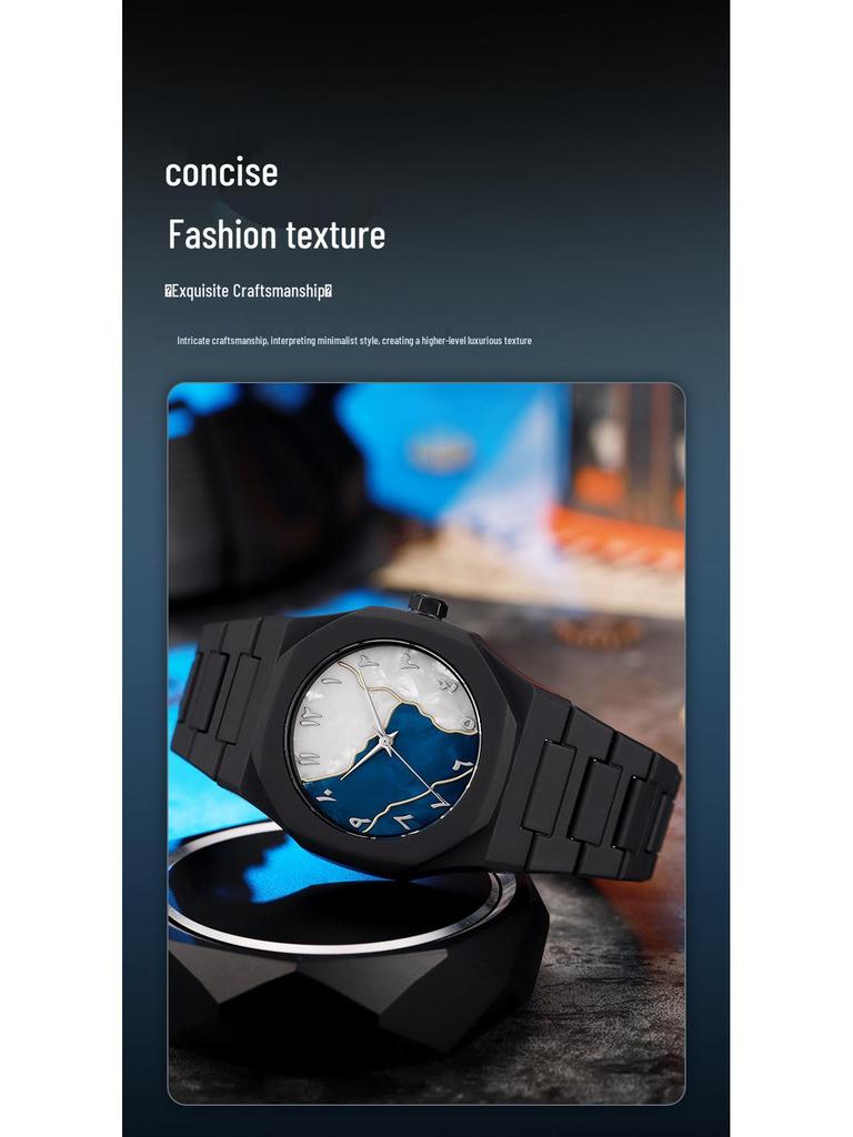 Мужские кварцевые часы с черным матовым циферблатом и арабскими цифрами