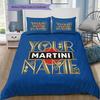 Martini Custom Name Pattern Bedding Quilt Set Quilt Cover Pillowcase Home Birthday Gift(1 * duvet cover + 2 * pillowcase, without core)
