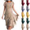 Shot Sleeve  Boho Dress For Women Casual Loose Fit Summer Sundress Solid Dress