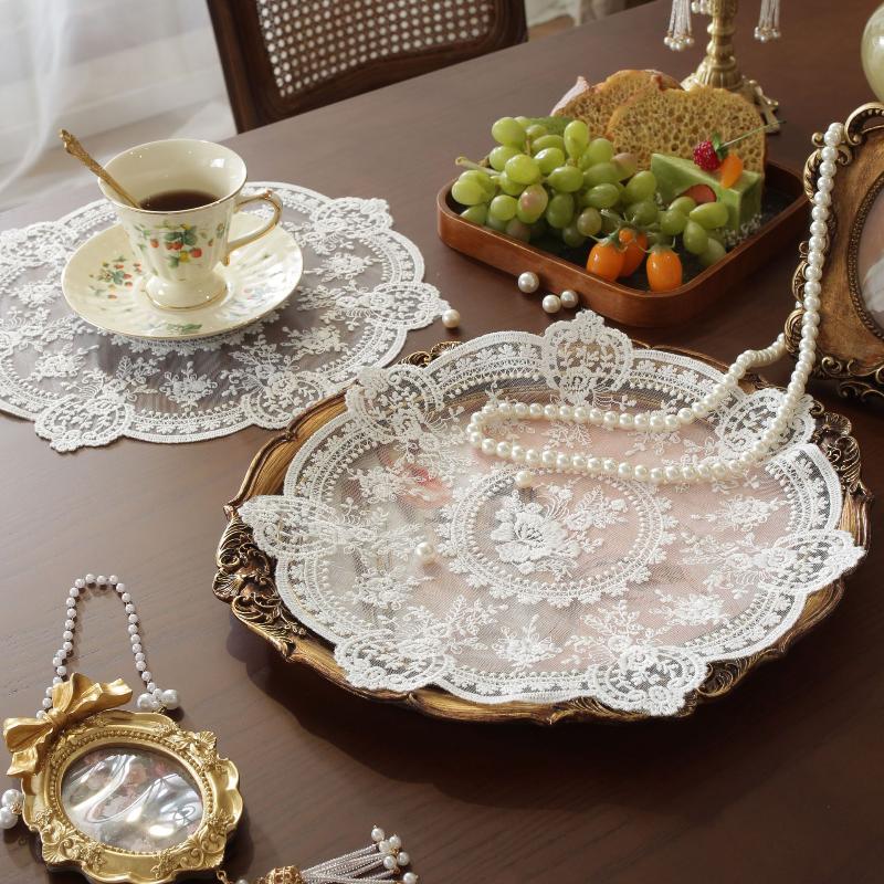 European Retro Table Mat with Elegant Embroidery Perfect for Romantic Dining Scene