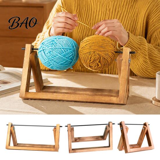 Craft Room Organization Accessories Wooden Crochet Yarn Holder, Rotatable Portable Organizer Rack, Stable Holder for Knitting Mortise And Tenon Frame