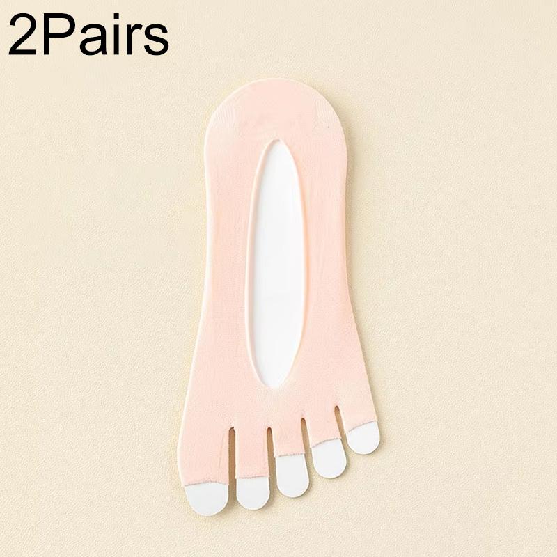 2 пары дышащих универсальных летних носков-лодочек с пятью пальцами и неглубоким носком, модные ультратонкие невидимые носки
