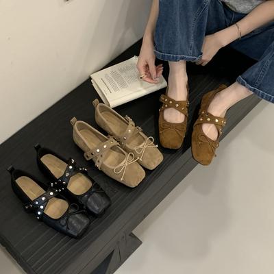 FengLiDa ретро квадратный носок с одинарной обувью женские 2025 осень бант легкий вырез для работы женская обувь обувь бабушки