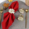 6 Pcs Gold, White Flowers Napkin Ring Holders Flower Decorative Napkin Ring  Table