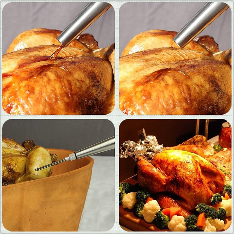 1 шт. Игла для специй для индейки из нержавеющей стали, силиконовый насос для специй для индейки, инструмент для барбекю, силиконовая трубка для всасывания масла