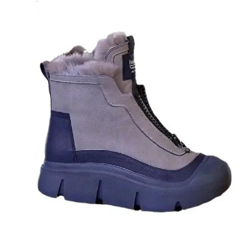 Women Thick Soled Snow Cotton Boots Plush Warm Non-slip New Short Boots Female Platform Casual Sport Ankle Botas 2024